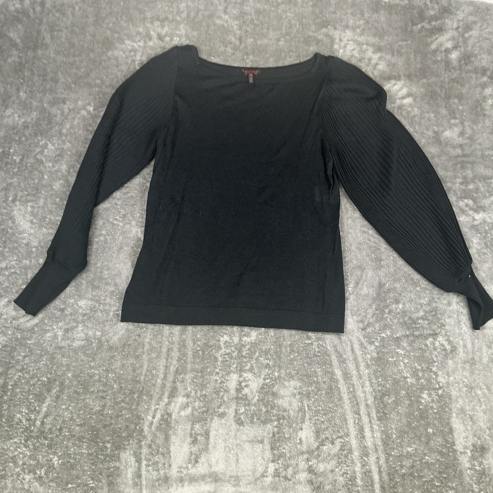 ESCADA Women's Black Size 42 Long pleated Sleeves Blouse sheer